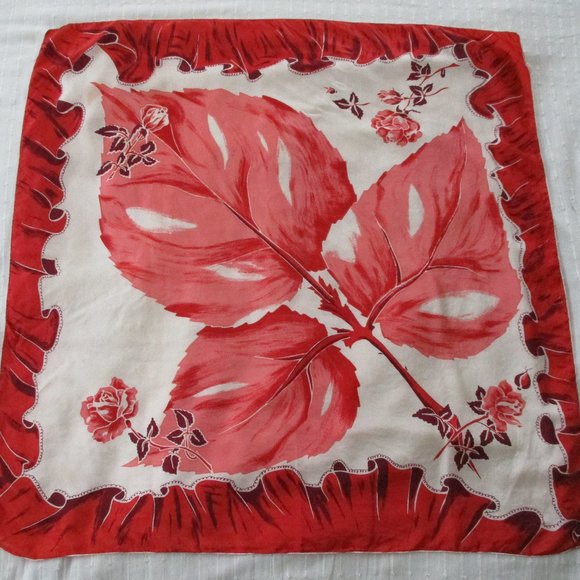 Vintage Accessories - 1940s rose leaf scarf